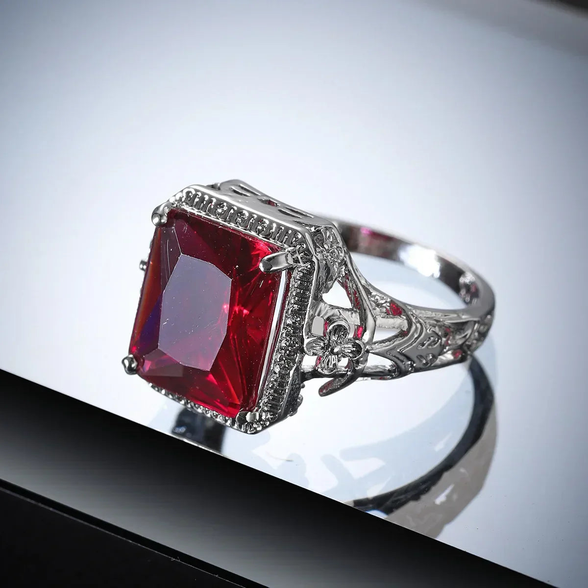 CZTICLE® Hollow Engraved Flower Wedding Ring for Women